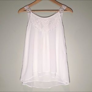 White Lace Floral Tank Blouse